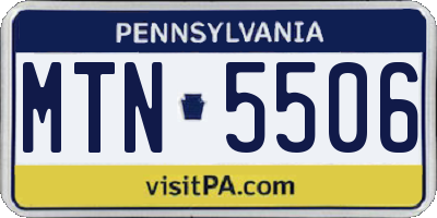 PA license plate MTN5506