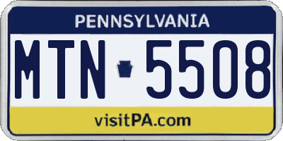 PA license plate MTN5508
