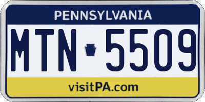 PA license plate MTN5509
