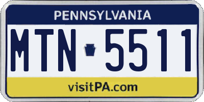 PA license plate MTN5511