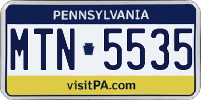 PA license plate MTN5535