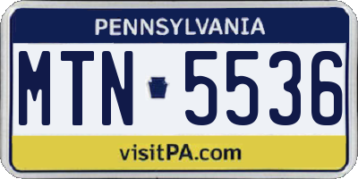 PA license plate MTN5536