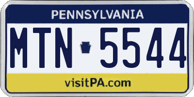 PA license plate MTN5544