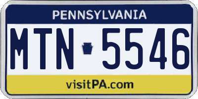 PA license plate MTN5546