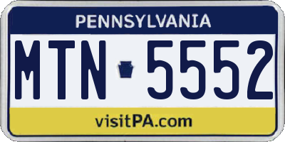 PA license plate MTN5552