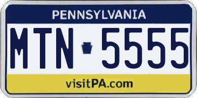 PA license plate MTN5555
