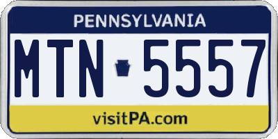 PA license plate MTN5557