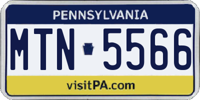 PA license plate MTN5566