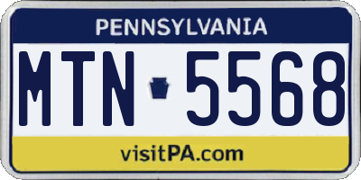 PA license plate MTN5568