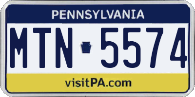 PA license plate MTN5574