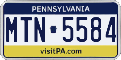 PA license plate MTN5584