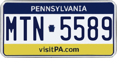 PA license plate MTN5589