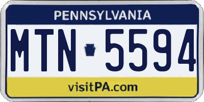 PA license plate MTN5594