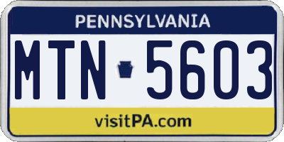 PA license plate MTN5603