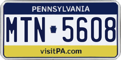 PA license plate MTN5608