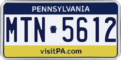 PA license plate MTN5612