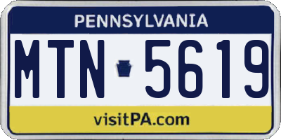 PA license plate MTN5619