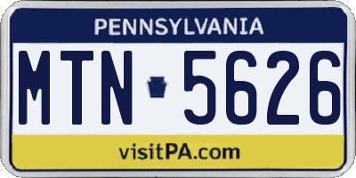 PA license plate MTN5626