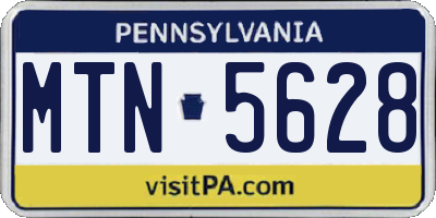 PA license plate MTN5628