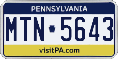 PA license plate MTN5643