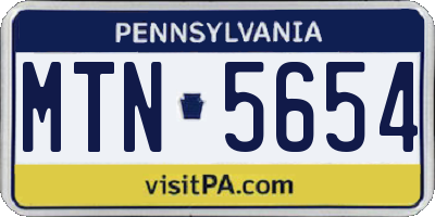 PA license plate MTN5654