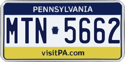 PA license plate MTN5662