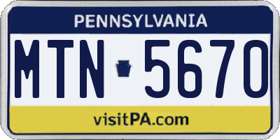 PA license plate MTN5670