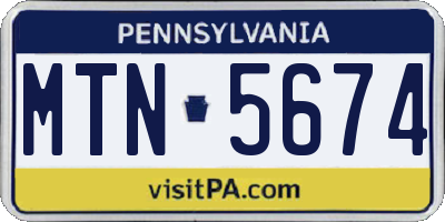 PA license plate MTN5674