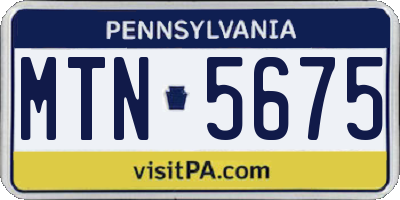 PA license plate MTN5675