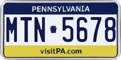 PA license plate MTN5678