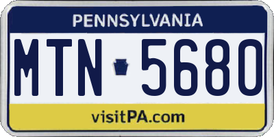 PA license plate MTN5680