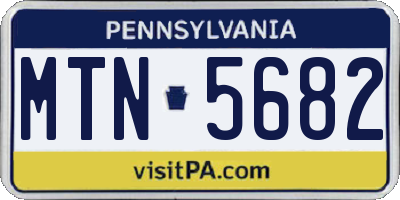 PA license plate MTN5682