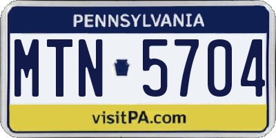 PA license plate MTN5704
