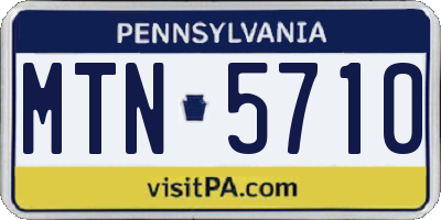 PA license plate MTN5710