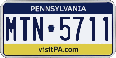PA license plate MTN5711
