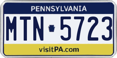PA license plate MTN5723