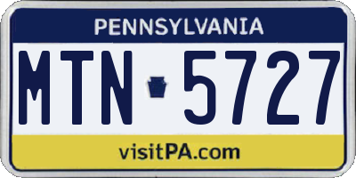 PA license plate MTN5727