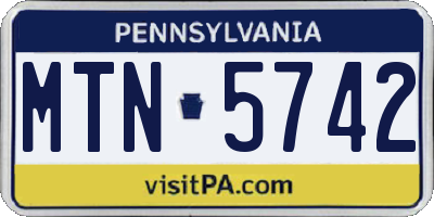 PA license plate MTN5742