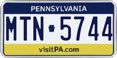 PA license plate MTN5744