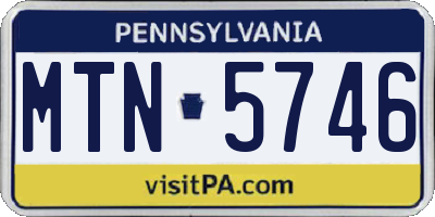 PA license plate MTN5746