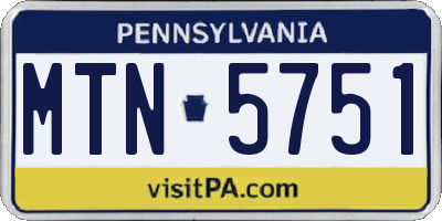 PA license plate MTN5751