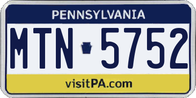 PA license plate MTN5752