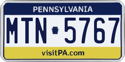 PA license plate MTN5767