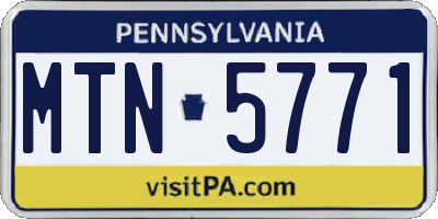 PA license plate MTN5771