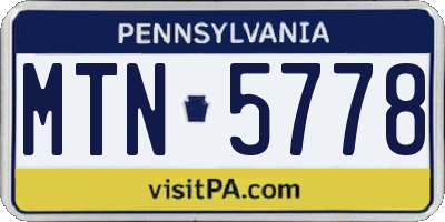 PA license plate MTN5778