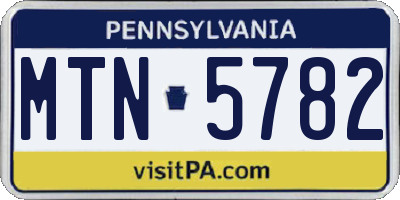 PA license plate MTN5782