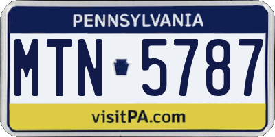 PA license plate MTN5787