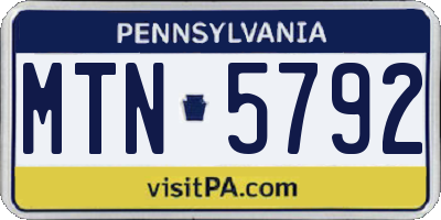 PA license plate MTN5792
