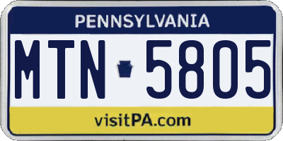PA license plate MTN5805