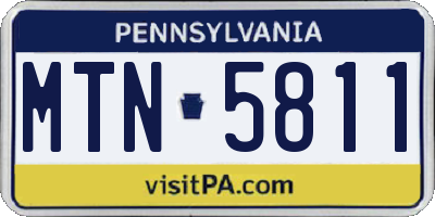 PA license plate MTN5811